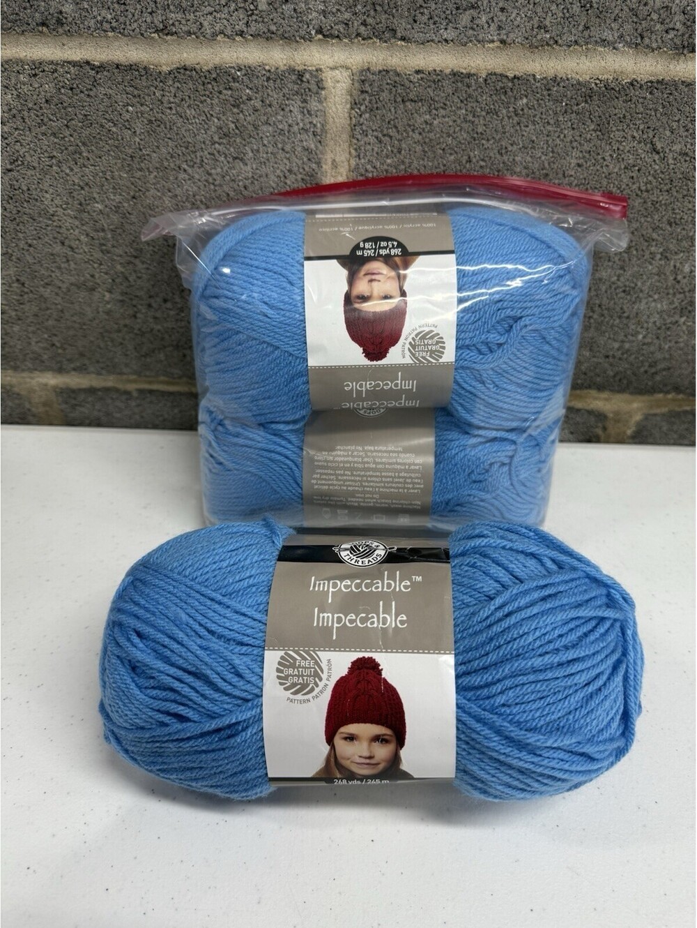 Loops & Threads Impeccable Yarn 100% Acrylic Clear Blue 3 Skein Lot
